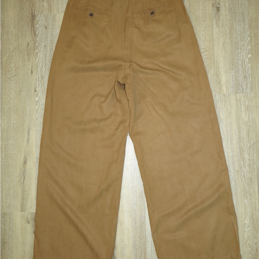 Madewell Cotton / Linen Tan Wide Leg Pants Trousers 12T 12 Tall - Picture 3 of 4